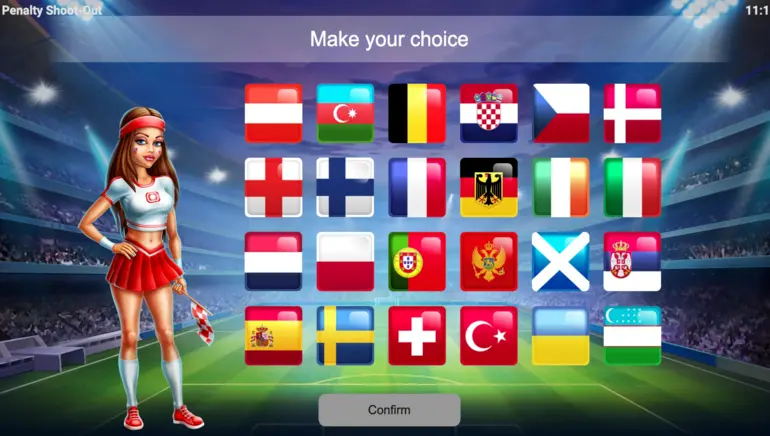 Page principale : bref résumé du jeu Penalty Shoot Out 